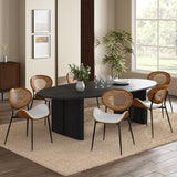 Flora Curved Wood Backrest Faux Leather Upholstery Cushion Dining Chair (Optional Types)