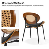 Flora Curved Wood Backrest Faux Leather Upholstery Cushion Dining Chair (Optional Types)
