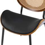 Flora Curved Wood Backrest Faux Leather Upholstery Cushion Dining Chair (Optional Types)