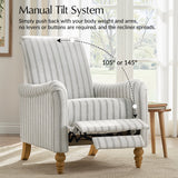 4-Piece Striped Farmhouse Living Room Set (Sofa, Loveseat, Recliner & Lift-Top Coffee Table