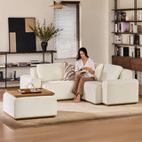 Terra Cloud 139" Boneless Sectional Sofa with Table - Deep-Seated Sectional for Modern Living Rooms