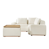 Terra Cloud 139" Boneless Sectional Sofa with Table - Deep-Seated Sectional for Modern Living Rooms
