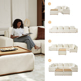 Terra Cloud 139" Boneless Sectional Sofa with Table - Deep-Seated Sectional for Modern Living Rooms