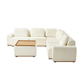 Terra Cloud 139" Boneless Sectional Sofa with Table - Deep-Seated Sectional for Modern Living Rooms