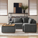 Terra Cloud 139" Boneless Sectional Sofa with Table - Deep-Seated Sectional for Modern Living Rooms