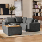 Terra Cloud 139" Boneless Sectional Sofa with Table - Deep-Seated Sectional for Modern Living Rooms
