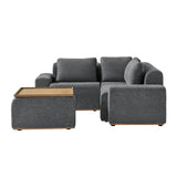 Terra Cloud 139" Boneless Sectional Sofa with Table - Deep-Seated Sectional for Modern Living Rooms