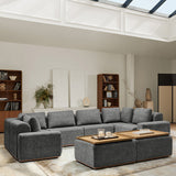 Terra Cloud 139" Boneless Sectional Sofa with Table - Deep-Seated Sectional for Modern Living Rooms