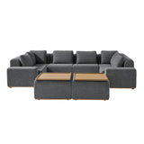 Terra Cloud 139" Boneless Sectional Sofa with Table - Deep-Seated Sectional for Modern Living Rooms