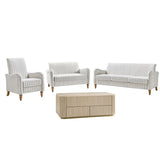 4-Piece Striped Farmhouse Living Room Set (Sofa, Loveseat, Recliner & Lift-Top Coffee Table