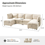 Victoria Oversized Modular Sectional Sofa with Hidden Storage and Removable Slipcovers
