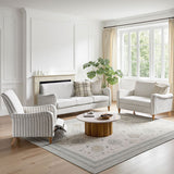 4-Piece Striped Farmhouse Living Room Set (Sofa, Loveseat, Recliner & Lift-Top Coffee Table