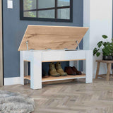 Tuhome Austin Storage Table with Liftable Top Compartment, Extendable Table Shelf, Lower Shoe Rack Shelf, Modern Entryway and Living Room Organizer, Functional Storage Furniture with Clean Contemporary Design