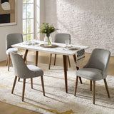 Zara Dining Chair with Curved Backrest, Natural Wood Legs & Comfortable Cushion,Set of 2