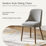 Zara Dining Chair with Curved Backrest, Natural Wood Legs & Comfortable Cushion,Set of 2