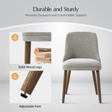 Zara Dining Chair with Curved Backrest, Natural Wood Legs & Comfortable Cushion,Set of 2