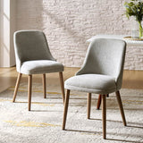 Zara Dining Chair with Curved Backrest, Natural Wood Legs & Comfortable Cushion,Set of 2