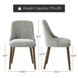 Zara Dining Chair with Curved Backrest, Natural Wood Legs & Comfortable Cushion,Set of 2