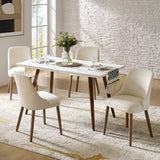 Zara Dining Chair with Curved Backrest, Natural Wood Legs & Comfortable Cushion,Set of 2