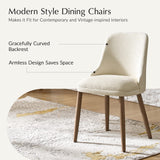 Zara Dining Chair with Curved Backrest, Natural Wood Legs & Comfortable Cushion,Set of 2