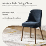 Zara Dining Chair with Curved Backrest, Natural Wood Legs & Comfortable Cushion,Set of 2