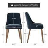 Zara Dining Chair with Curved Backrest, Natural Wood Legs & Comfortable Cushion,Set of 2