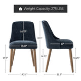 Zara Dining Chair with Curved Backrest, Natural Wood Legs & Comfortable Cushion,Set of 2