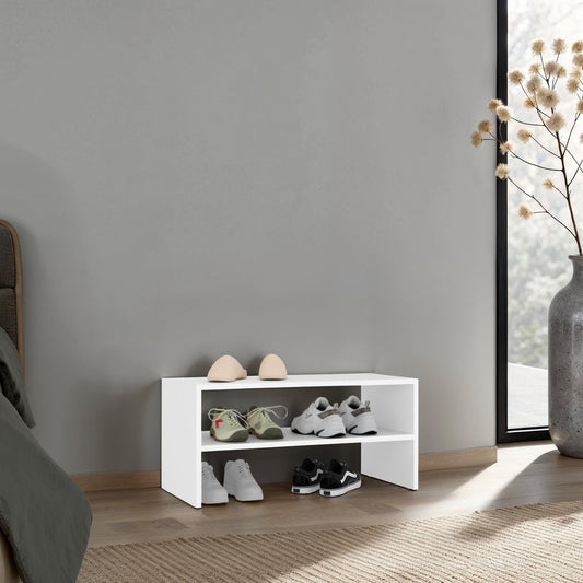 TUHOME Silpa Small Shoe Rack with Three Open Shelves and Compact Modern Design, Space-Saving Footwear Organizer for Entryways, Closets or Narrow Living Spaces, Functional Storage Solution for Everyday Shoes and Accessories
