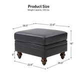 Basilio Contemporary Genuine Leather Ottoman for Living Room