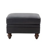 Basilio Contemporary Genuine Leather Ottoman for Living Room