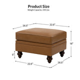 Basilio Contemporary Genuine Leather Ottoman for Living Room