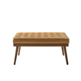Elisa Mid-century Modern Genuine Leather Ottoman
