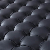 Elisa Mid-century Modern Genuine Leather Ottoman