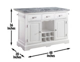Zermatt 2-Piece Grey Marble Kitchen Island (Island, 2 Counter Stools)