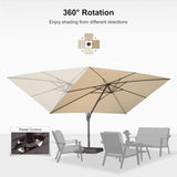 PURPLE LEAF Patio Cantilever Umbrella with Aluminum Offset Hanging for Pool Garden Deck