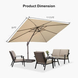 PURPLE LEAF Patio Cantilever Umbrella with Aluminum Offset Hanging for Pool Garden Deck