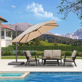 PURPLE LEAF Patio Cantilever Umbrella with Aluminum Offset Hanging for Pool Garden Deck