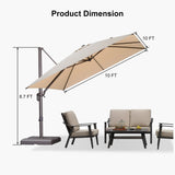 PURPLE LEAF Patio Cantilever Umbrella with Aluminum Offset Hanging for Pool Garden Deck