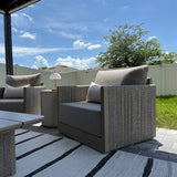 PURPLE LEAF Sanori Classical with Table Beige Patio Conversation Set with  Cushions and Ottoman for Poolside