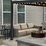 PURPLE LEAF Sanori Classical without Table Beige Patio Conversation Set with  Cushions and Ottoman for Deck
