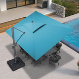 PURPLE LEAF Patio Table and Umbrella Set, 10×13 ft Grey Pole Cantilever Outdoor Umbrella with Base