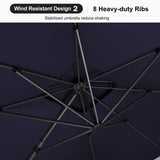 PURPLE LEAF Patio Table and Umbrella Set, 10×13 ft Grey Pole Cantilever Outdoor Umbrella with Base