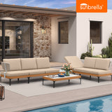 PURPLE LEAF Sicilia L-Shaped Modular Outdoor Sectional with Sunbrella Khaki Cushions Flexible Layout for Poolside Casual Lounge