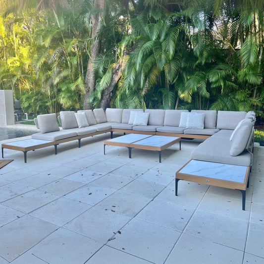 PURPLE LEAF Sicilia U-Shaped Modular Outdoor Sectional with Oatmeal Greige Cushions Flexible Layout for Porch Backyard