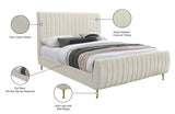 Zara Luxurious Velvet Bed with Channel Tufting and Elegant Gold Legs for a Contemporary Bedroom Retreat