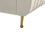 Zara Luxurious Velvet Bed with Channel Tufting and Elegant Gold Legs for a Contemporary Bedroom Retreat