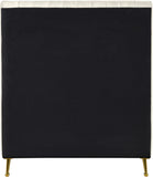 Zara Luxurious Velvet Bed with Channel Tufting and Elegant Gold Legs for a Contemporary Bedroom Retreat