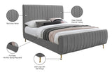 Zara Luxurious Velvet Bed with Channel Tufting and Elegant Gold Legs for a Contemporary Bedroom Retreat