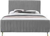 Zara Luxurious Velvet Bed with Channel Tufting and Elegant Gold Legs for a Contemporary Bedroom Retreat