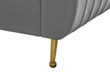 Zara Luxurious Velvet Bed with Channel Tufting and Elegant Gold Legs for a Contemporary Bedroom Retreat